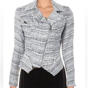 NWT BlankNYC Glen Tweed Plaid Crop Moto Jacket Size Small
